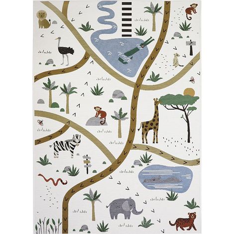 Tapis de Jeu Enfant Intérieur et Extérieur Tissé Plat Certifié OEKO-TEX Motif Savane - PANGIVO (1/5)