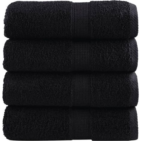 Serviettes de toilette premium SOLUND, lot de 4, noires, 30 x 30 cm, 600 g/m²