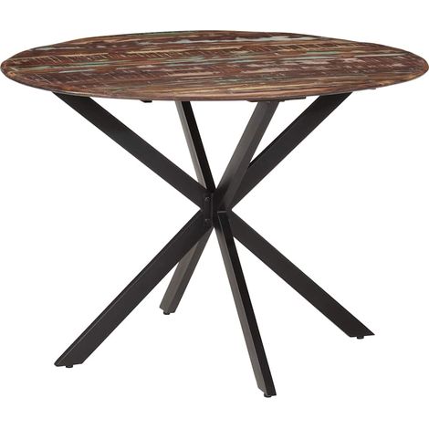 vidaXL Mesa de comedor madera maciza reciclada y acero 110x78 cm (1/5)