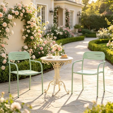 Ensemble de chaises de jardin modernes, ensemble de salon compact, ensemble de chaises de jardin design, chaises empilables (comprenant uniquement 2 chaises de jardin) (1/4)