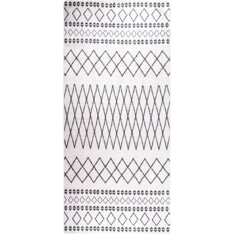 Tapis lavable antidérapant, Tapis de salon, Tapis Intérieur & Extérieur 80x300 cm Noir et blanc MKS76436 (1/5)