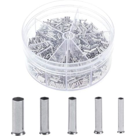 Distributeur d'embouts de câble, non isolé, jeu d'embouts de câble, assortiment de gaines de câble 0,5/0,75/1,0/1,5/2,5 mm² 1900 pièces (1/5)