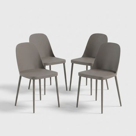 Set 4 sedie cucina moderne in polipropilene e metallo Athena - Tortora