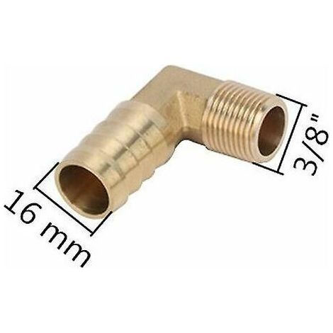 6/8/10/12/14/16 mm 90° angle coupling with barb, 3/8" male thread, brass, garden water connection, sanitary fittings