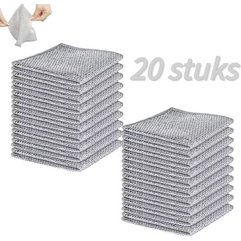 20 strofinacci in filo metallico, a 3 veli, riutilizzabili, 20 x 20 cm, multifunzionali, antigraffio, per pentole, lavelli, piatti e altro ancora rivestiti. (1/5)