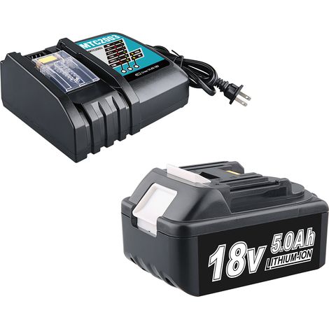 PDstation 18 V 5,0 Ah BL1860B Akku und Ladegerät-Set für BL1860B BL1860 BL1850B BL1850 BL1840B BL1840 18 V Akku und 3 A Ladegerät DC18RC, kompatibel mit allen Makita 18 V Akku-Elektrowerkzeugen (1/5)