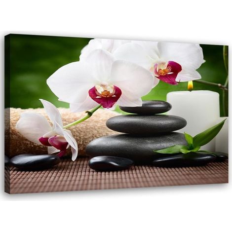 Tableau sur toile Fleurs d'orchidée zen 60x40 (1/5)