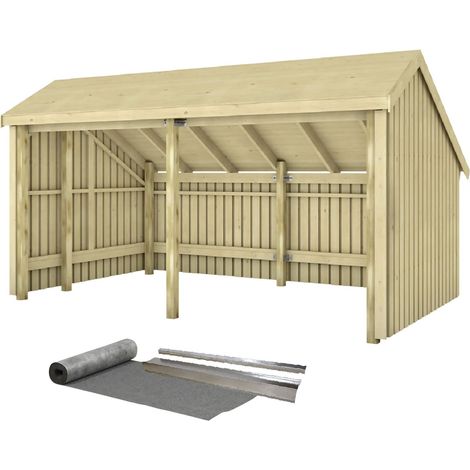 Plus Gartenhaus Multi 2 Module 416 x 238 cm natur offen (1/3)