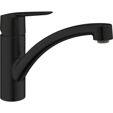 GROHE Start - 324412432 - Robinet de cuisine - Mitigeur monocommande évier - Noir mat - Bec bas - Rotation 140° (1/4)