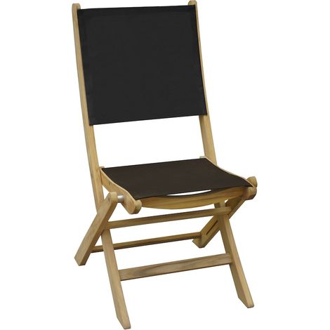 PROLOISIRS Chaise pliante - NEWTON - Teck FSC 100% - Assise et dossier en TPEP noir