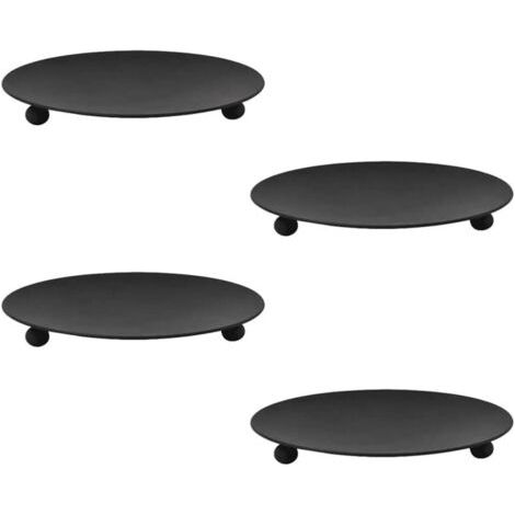 Sollbry 4 Pièces 11cm Bougeoir en Métal Bougeoir Fer Forgé Noir Bougeoir Pilier Plateau Retro Candélabres pour Mariage Maison Décoration Noël Cadeau d'anniversaire Dîner Aux Chandelles (1/5)
