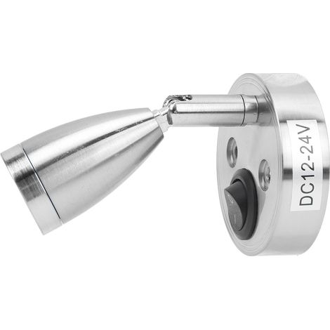 Lampe de lecture LED polie 12V-24V pour bateau, camping-car, camion, remorque, éclairage de couchette marin, projecteur lumineux compact, finition chromée. (1/5)