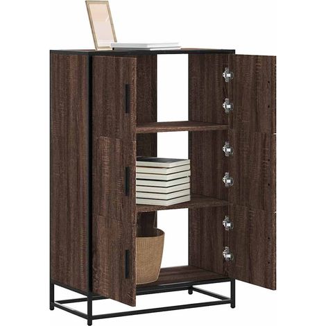Highboard Braun Eichen-Optik 68x35x106,5cm Holzwerkstoff Metall