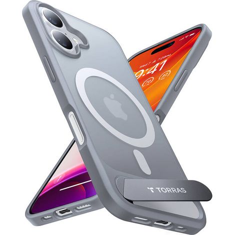 Étui Torras série Pstand pour iPhone 16 Plus (gris titane) (1/5)
