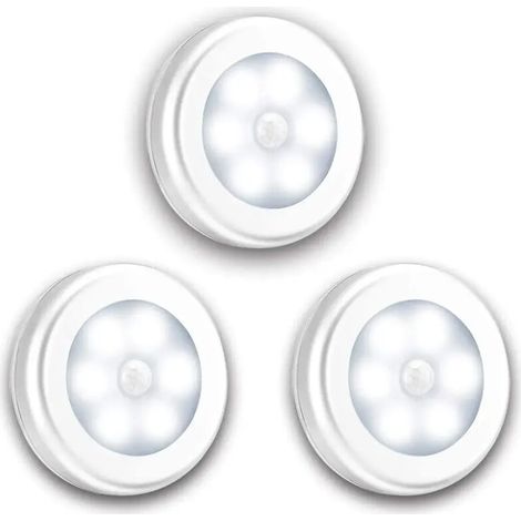 Veilleuse LED - Détecteur De Mouvement PIR - 206 Lm - 120° - Alimentation Par Piles - Pour Couloir Salle De Bain Chambre Cuisine - Lot De 3 (1/5)