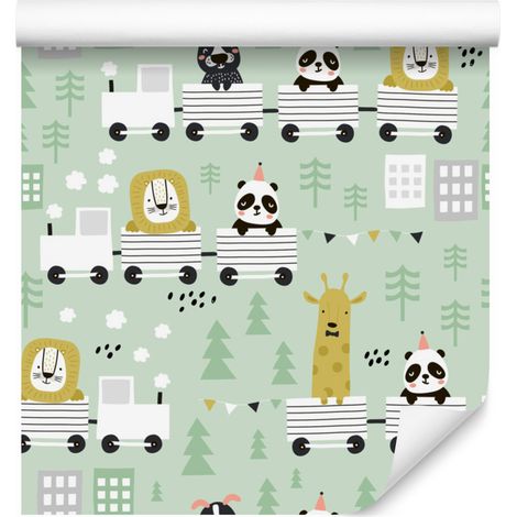 Papel pintado de animales adorables para salón y dormitorio, 50x1000 cm. (1/5)