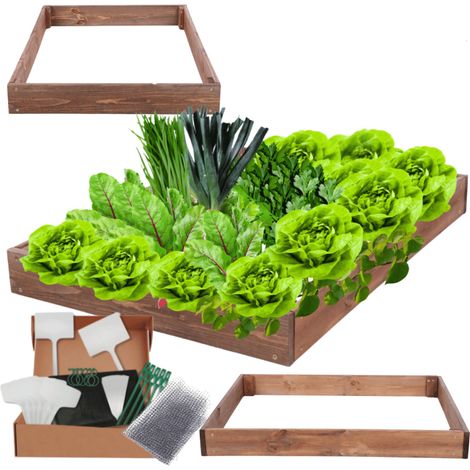 MODO24 ZP09 Carré potager surélevé en escalier modulable, bois de pin, herbes/légumes, jardin/terrasse/balcon, 9x90x60 cm, marron