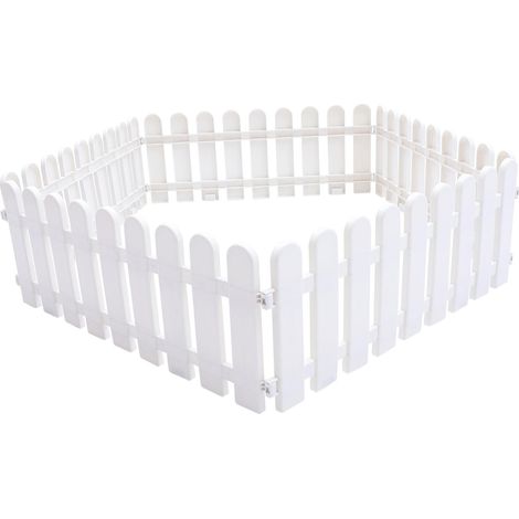 5 Pièces Lot de Clôtures de Jardin Plastique Blancs Hauteur Bordure Décorative pour Pelouse Extérieure et Protection des Plantes (1/5)