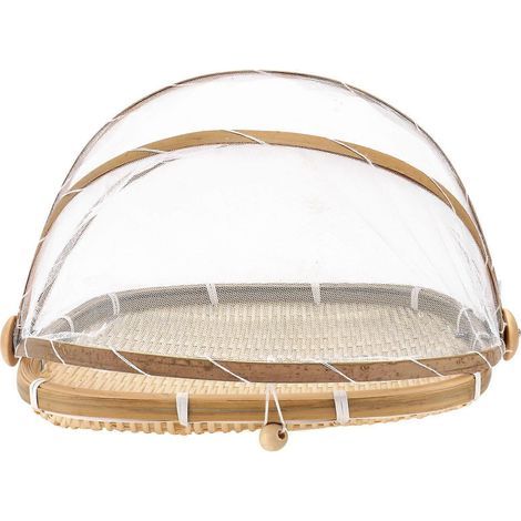 Bambus-Aufbewahrungskorb mit insektensicherem Deckel – 28 x 28 cm – Khaki (1/4)