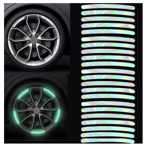 Autocollants réfléchissants pour jantes de voiture, moto, vélo, poussette, bandes réfléchissantes universelles anti-rayures pour une sécurité nocturne optimale (60 pièces) (1/5)