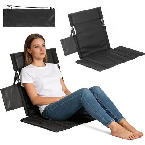 Chaise pliante de plage avec dossier - Coussin de chaise de plage - Coussin de sol - Chaise longue de plage portable - Pliable - Pour pique-nique, jardin, randonnée, camping (1/5)