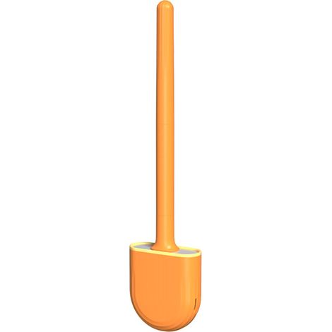 Brosse de toilette murale, mini brosse de nettoyage de toilettes de salle de bain avec poignée amovible, orange vitalité