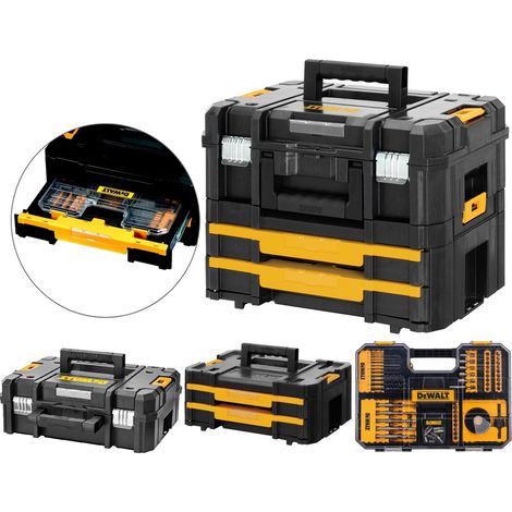 Dewalt Drill Case TStak Combo II + IV Tool Storage Boxes + 100pc Accessory Set (1/3)
