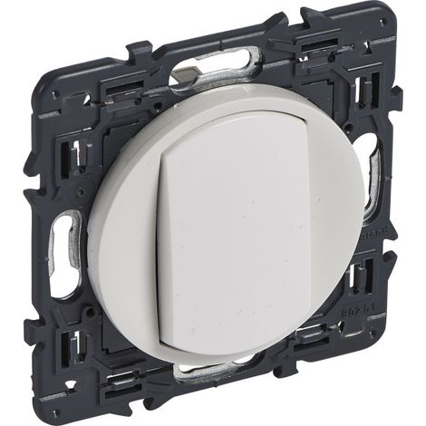 Legrand – Poussoir va et vient complet – Enjoliveur blanc – Connexion par bornes automatiques – Support inclus – Pour installation rapide (1/4)