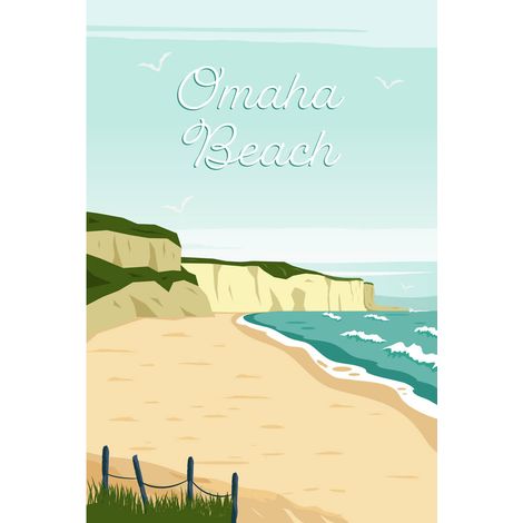 Tableau sur toile Omaha Beach 30x45 cm - Impression sur Toile Murale Décorative - Image imprimée en HD sur Toile - Toile sur Châssis en Bois FSC - Fabriqué en France (1/4)