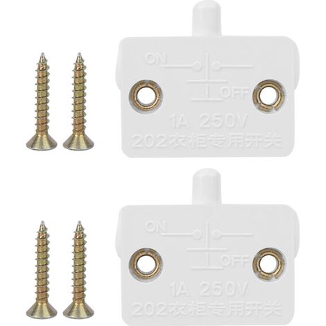 Lot de 2 interrupteurs à réarmement automatique pour éclairage de placard/meuble (blanc) (1/5)