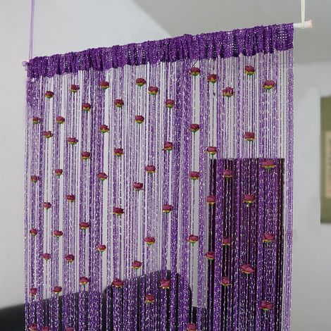 Rideau de porte à perles roses, rideau à pompons, séparateur de pièce, décoration intérieure, 1 x 2 mètres (1/3)