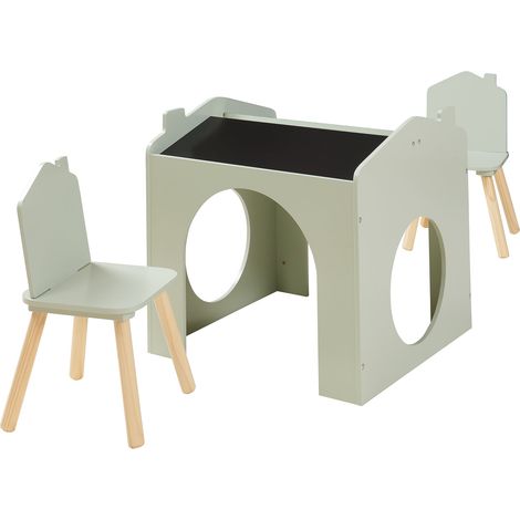 Conjunto de mesa de dibujo infantil y 2 sillas verde menta 030009446 (1/5)