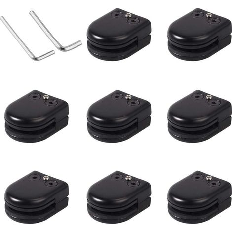 Ineasicer 8pcs Pince de Verre 8-10mm en Acier Inoxydable Porte-Verre Clip en Verre Support en Verre Réglable Connexion Arrière Plate pour Balustrade Salle de Bain Escalier Fenêtre (1/4)