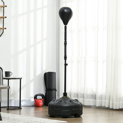 Punching-ball, support de boxe, réglable en hauteur 145-180 cm, base à remplir, noir