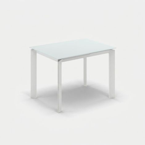 Table extensible en verre trempé et métal 120/170x80 Function - Blanc (1/3)