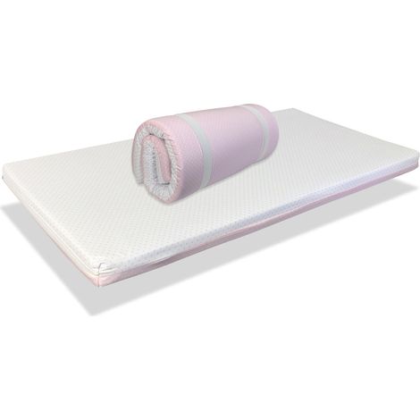 Colchon bebe CUNA de VIAJE MIMO 120X60 ROSA Altura 5 CM - Desenfundable, lavable, antifacteriano y facil de transportar (1/5)