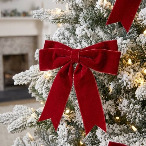6 Pack Red Velvet Christmas Tree Bows (1/3)