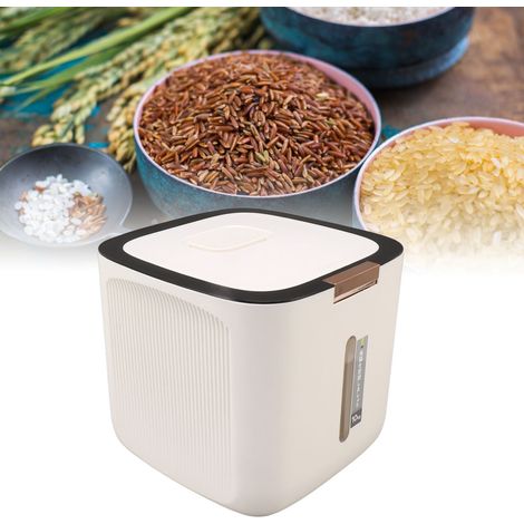 Boîte à riz domestique, hermétique, anti-insectes et anti-humidité, boîte à riz épaisse, boîte de rangement pour la cuisine, bocal pour le riz et la farine, boîte à riz, boîte à riz noir (1/5)