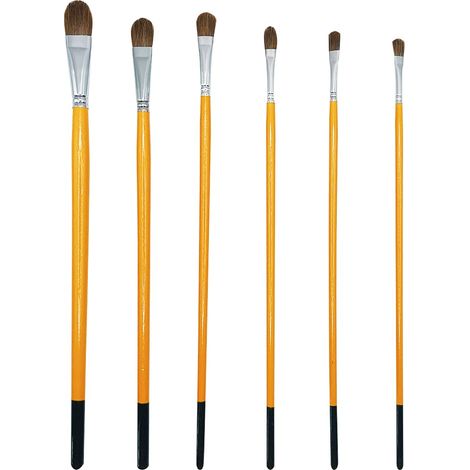 Nylon Pinceaux Artiste,Petits Pinceaux Plats et Ronde Pointus (Pinceau à Huile en Poils de Loup-6) (1/5)