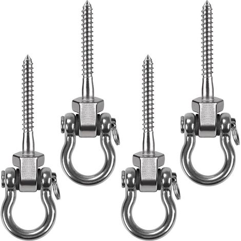 4pcs Crochet de BalançOire, 13cm Vis Hamac Cintre de BalançOire kit de Fixation Pivotant pour Chaise de Jeux D'ExtéRieur, Corde de Yoga, Sac de Frappe, Sac de Sable, Jusqu’à 1800lb (1/5)