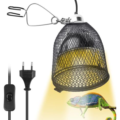 Lampe Chauffante Pour Reptiles Avec Cage De Protection Et Ampoule Chauffante En Céramique De 100 W, Culot E27, Pour Tortues, Lézards, Serpents Et Poules, Puissance Maximale 160 W, [Classe énergétique (1/5)