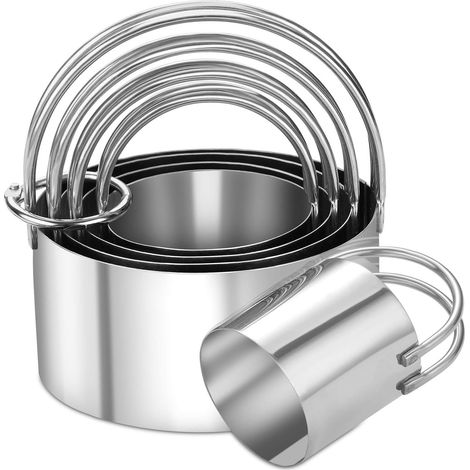 Emporte-pièce Rond - Acier Inoxydable 18/8 - 5 Tailles Différentes (4 à 8 cm) - Pour Pâtisserie, Biscuits, Crêpes, Fromage, Chocolat - Lot de 5 (1/5)
