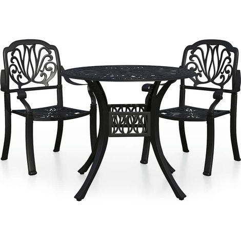 Maison Exclusive - 3-tlg. Bistro-Set Aluminiumguss Schwarz (1/5)