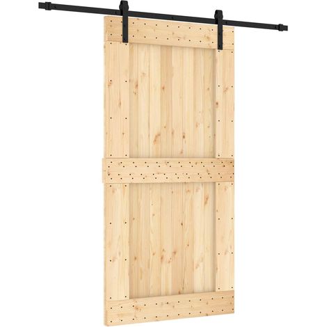 Schiebetür Natürlich und Schwarz 100 x 210 cm Massivkiefer vidaXL (1/5)