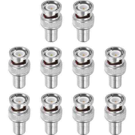 Adaptateur BNC vers RCA, Adaptateurs Coupleurs BNC Mâle RF Coaxial pour Caméra de Sécurité CCTV Bande LED, Argent (1/5)
