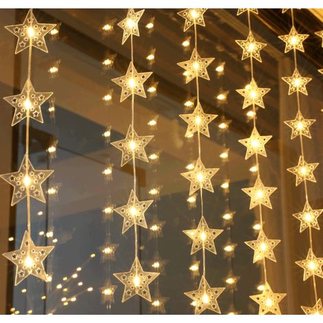 Weihnachts-Lichterkette mit LED-Sternen und Fernbedienung für die Innen- und Außendekoration, Partys, Hochzeiten und Feiertage (1/5)