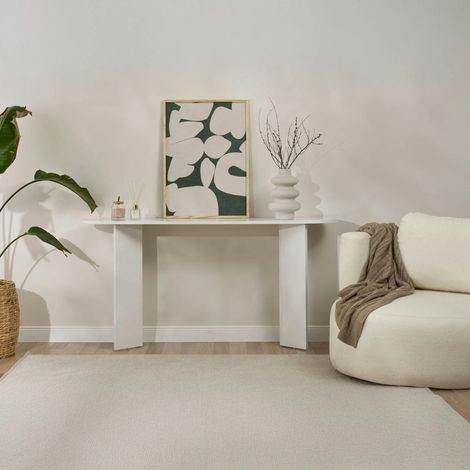 Pier Import – Console de salon blanche effet laqué – pieds en V – MDF mélaminé résistant aux rayures – Dimensions 150x35x75 cm (1/5)