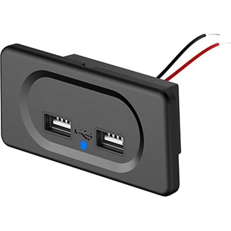 Double prise de charge USB, chargeur de voiture 12 V-24 V 3,1 A avec panneau de commande étanche, compatible avec voitures, camions, motos, bateaux, camping-cars et SUV. (1/5)