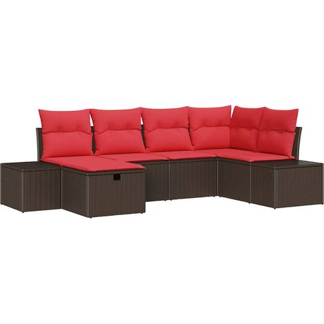 Conjunto de sofá de jardín 6 pcs Marrón ratán sintético vidaXL