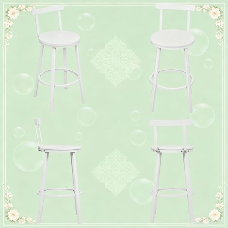 Tabouret de bar moderne avec dossier courbé, chaise de cuisine pour salle à manger, siège d'appoint pour petit-déjeuner, lot de 2 tabourets élégants. (1/5)